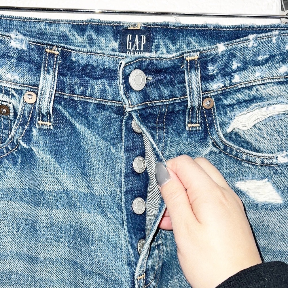 Gap Denim Cheeky Straight Destressed Destroyed Button Fly Jeans - Picture 5 of 13
